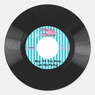 Adesivo Registro de 45 rpm no tempo da festa