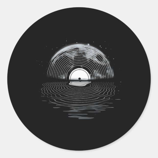 Adesivo Registro de vinil com lua cheia retrato de vinilo (Frente)