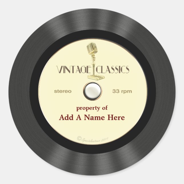 Adesivo Registro de Vinil para Microfone Vintage Personali (Frente)