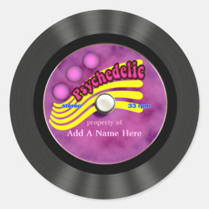 Adesivo Registro de vinil psicadélico personalizado
