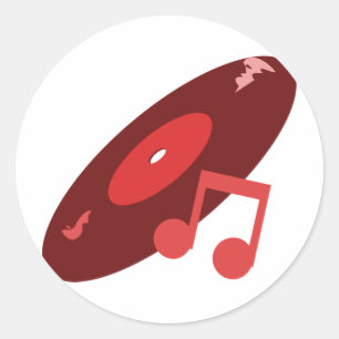 Adesivo Registro retro da música & vermelho da nota