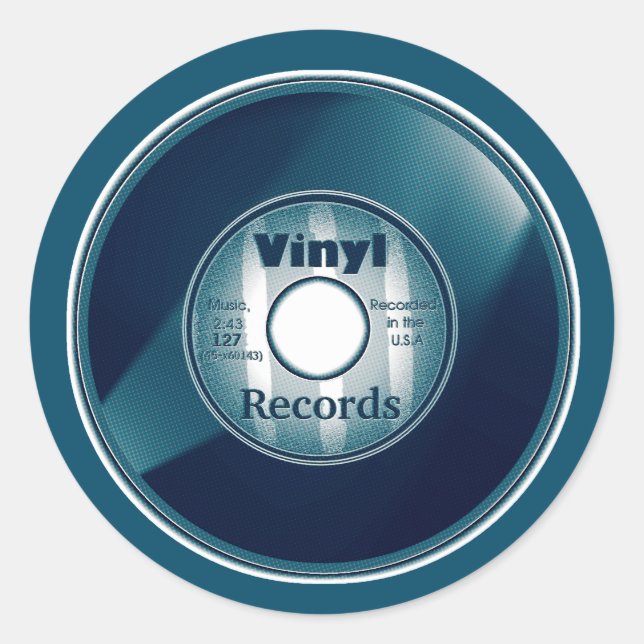 Adesivo Registro VINYL 45 RPM, azul (Frente)