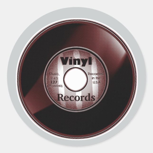 Adesivo Registro VINYL 45 RPM, Vermelho/Branco (Frente)