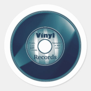 Adesivo Registro VINYL a 45 RPM, Azul/Branco