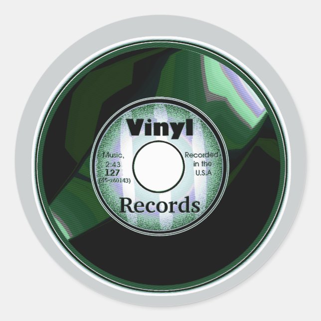 Adesivo Registro VINYL a 45 RPM, Verde/Branco (Frente)