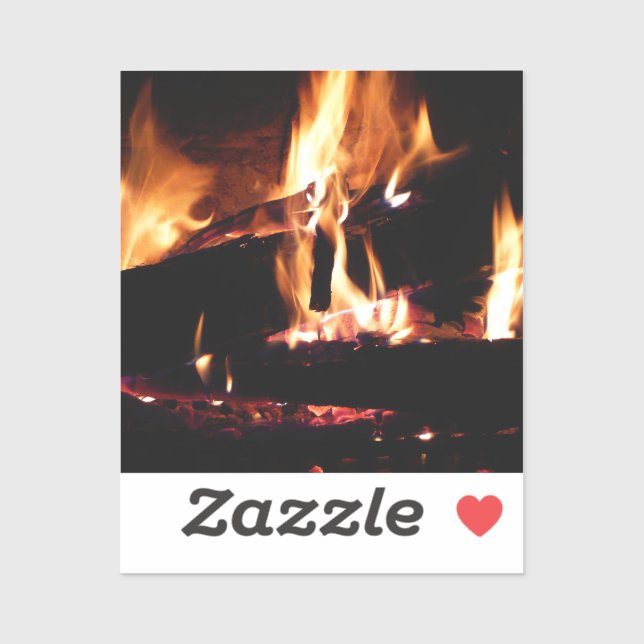Adesivo Registros na fotografia de fogo quente da Lareira (Folha)