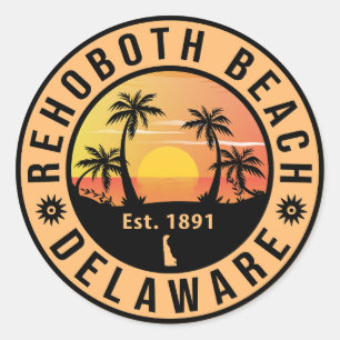 Adesivo Rehoboth Beach Delaware Retro Sunset Souvenirs 70s