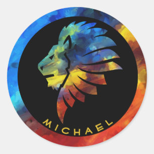 Adesivo Rei da selva, nome de aquarela monograma