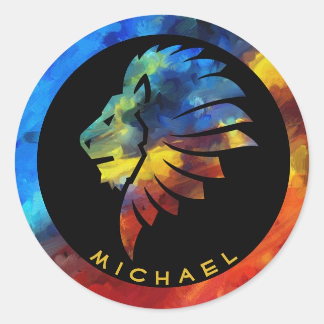 Adesivo Rei da selva, nome de aquarela monograma (Frente)