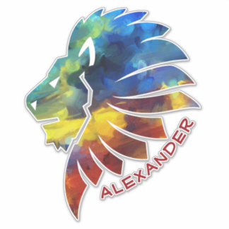 Adesivo Rei da selva, nome de aquarela monograma