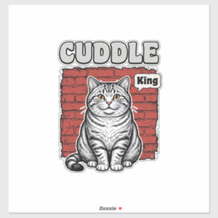 Adesivo Rei dos Abraços Design de Camisa de Gato Vintage_1