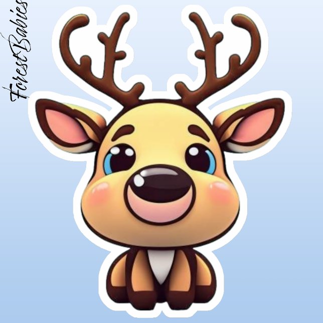 Adesivo Reindeer Bonito, Veado com Refeições, Gráfico de C (Reindeer 🦌 Sticker)
