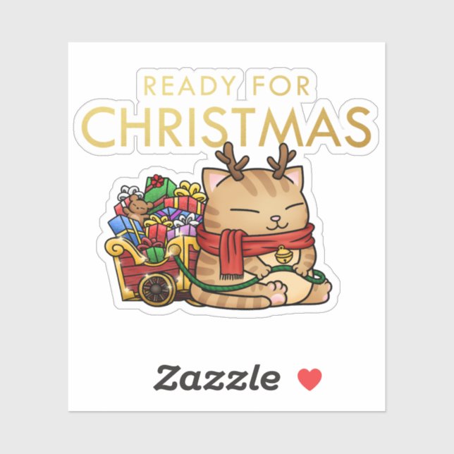 Adesivo Reindeer Cat de Natal (Folha)