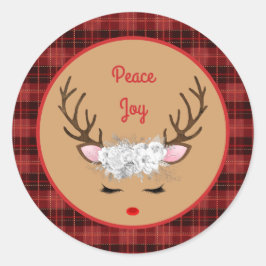 Adesivo Reindeer com Rosas Brancas sobre Paz e Alegria Xad