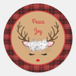 Adesivo Reindeer com Rosas Brancas sobre Paz e Alegria Xad