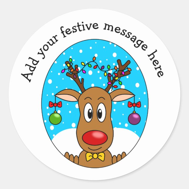 Adesivo Reindeer de Natal Personalizado (Frente)
