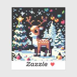 Adesivo Reindeer de Natal Winter Wonderland Pixel Art