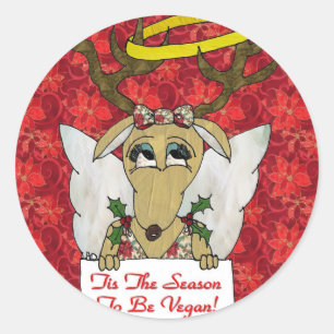 Adesivo Reindeer Esta É A Época de Ser Vegan Oferece Rou