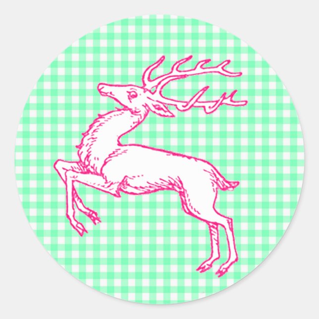 Adesivo Reindeer Green Gingham rosa (Frente)