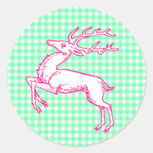 Adesivo Reindeer Green Gingham rosa