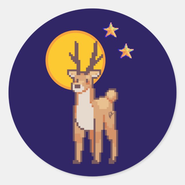Adesivo Reindeer, Pixelart, Pixel Art  (Frente)