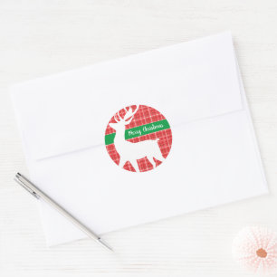 Adesivo Reindeer Red Xadrez Twill Padrão Feliz Natal