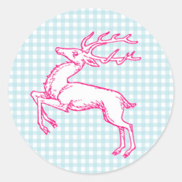 Adesivo Reindeer Rosa Azul Gingham