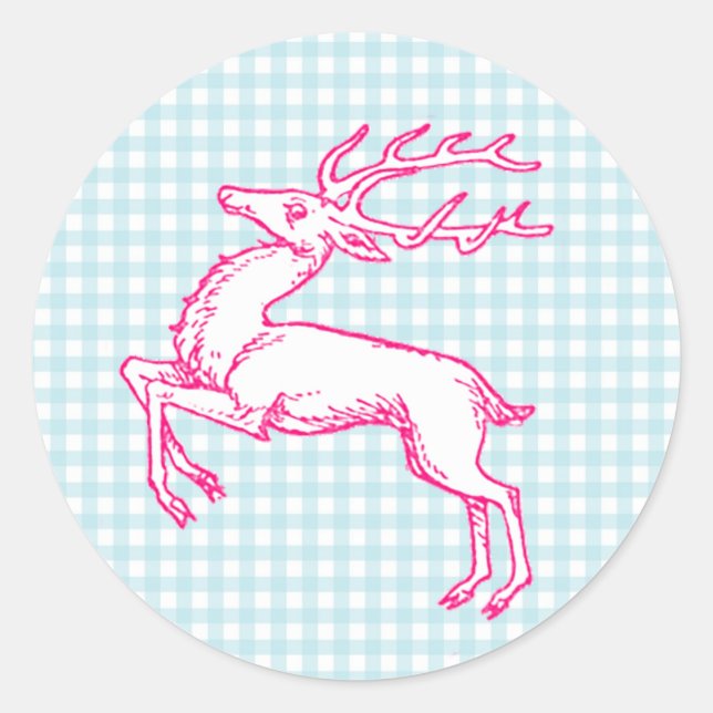 Adesivo Reindeer Rosa Azul Gingham (Frente)