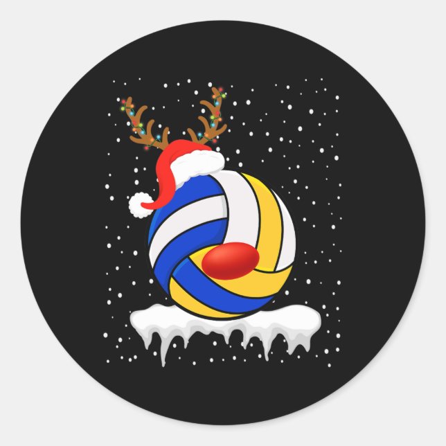 Adesivo Reindeer Santa Hat de Voleibol Natal Xmas Light (Frente)