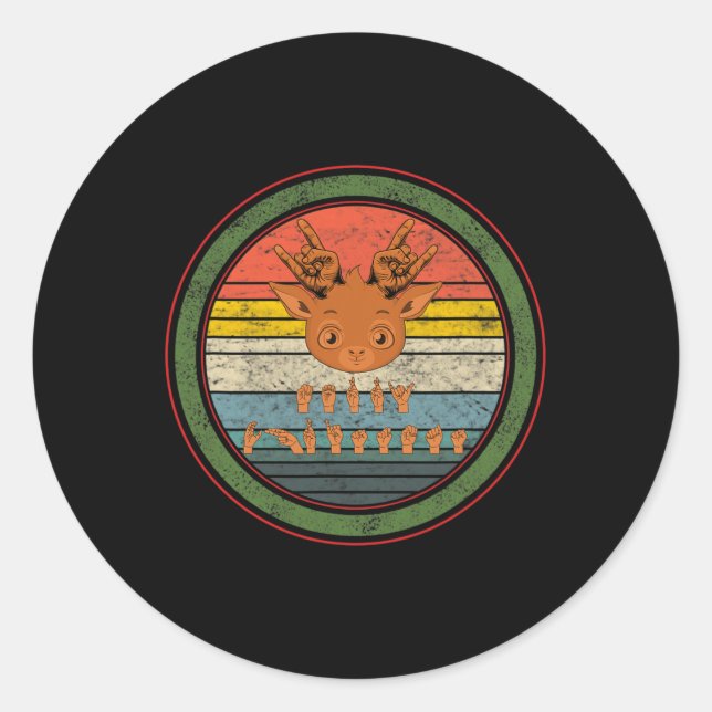 Adesivo Reindeer surdo de Natal surdo surdo Asl Awarenes (Frente)