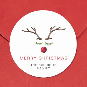 Adesivo Reindeer Watercolor Felry Christmas