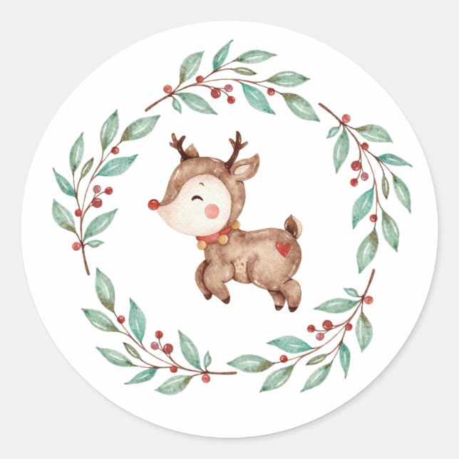 Adesivo Reindeer Wreath de Natal (Frente)