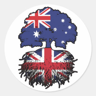 Adesivo Reino Unido: Bandeira de Raízes da Árvore Australi