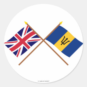 Adesivo Reino Unido e bandeiras cruzadas Barbados