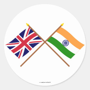 Adesivo Reino Unido e bandeiras cruzadas India