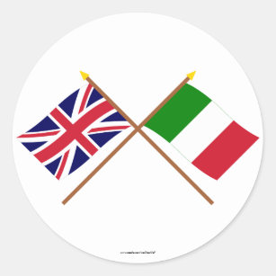 Adesivo Reino Unido e bandeiras cruzadas Italia