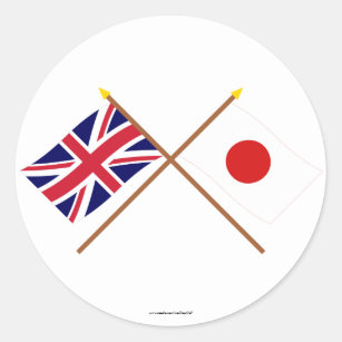 Adesivo Reino Unido e bandeiras cruzadas Japão