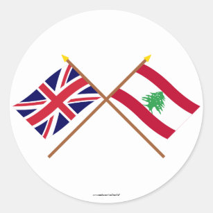 Adesivo Reino Unido e bandeiras cruzadas Líbano