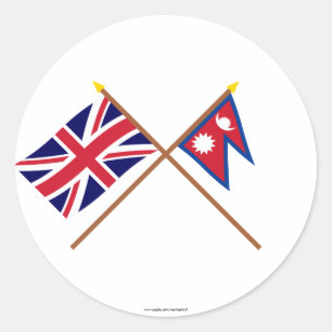 Adesivo Reino Unido e bandeiras cruzadas Nepal