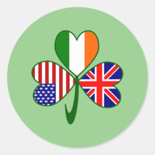 Adesivo Reino Unido EUA Irlanda Shamrock Flag
