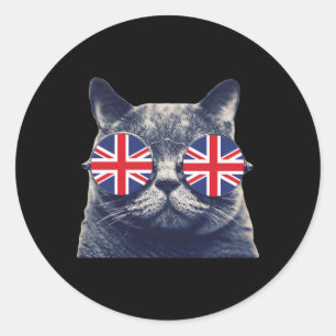 Adesivo Reino Unido Jack Flag English England Cat