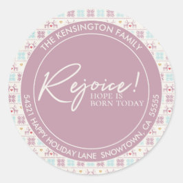 Adesivo Rejoice Natal Pastel Typoographic Endereço