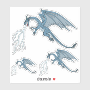 Adesivo Relâmpago de cuspir de Dragão Azul 