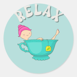 Adesivo Relaxe Garota na Copa do Tea Meditando