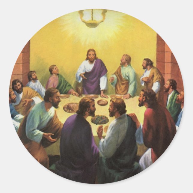 Adesivo Religião Vintage, Última Ceia com Jesus Cristo (Frente)
