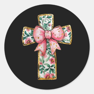 Adesivo Religiosa Arco Rosa-Rosa-Floral Cruz Cristã