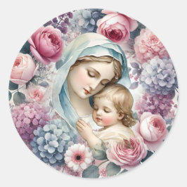 Adesivo Religiosa de Mary e Jesus Floral Vintage
