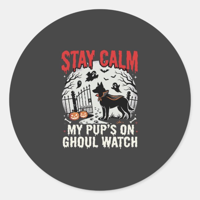 Adesivo Relógio de Cão Fantasma de Halloween (Frente)