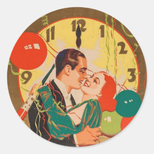 Adesivo Relógio de Réveillon Vintage Art Déco Beijo