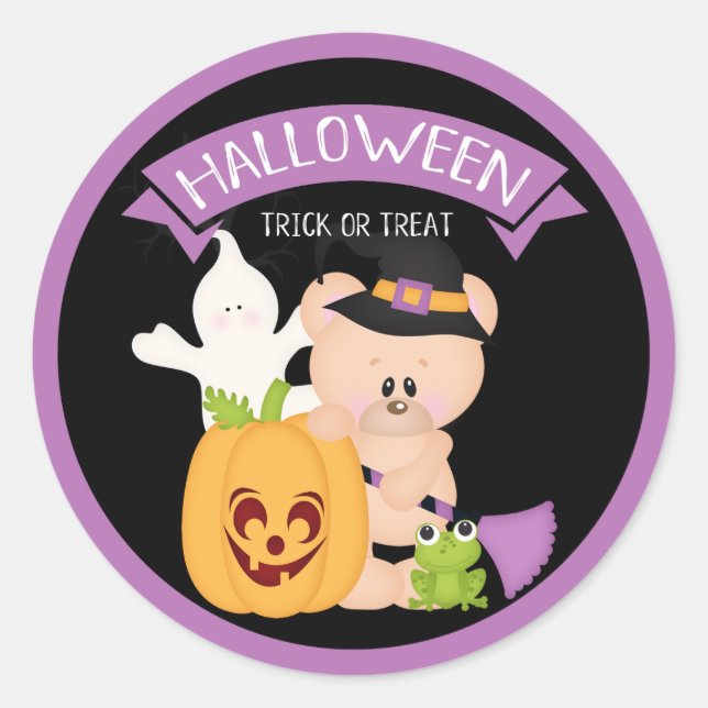 Adesivo Relógio do Urso de Teddy do Halloween com Amigos (Frente)